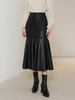 Gonna in pelle PU con volant Pantaloni da donna casual"idiani di media lunghezza