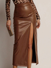 Gonna in similpelle con spacco laterale Gonna midi chic in PU tinta unita a vita alta per donna 2025