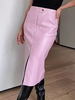Gonna in similpelle rosa con tasche vita rialzata gonna midi casual con spacchi primaverili per donna 2025