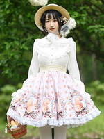 Gonna Lolita dolce Gonna Lolita con fiocco in pizzo chiaro albicocca Tea Party"idiano casual