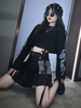 Gonna Lolita gotica Gonne Lolita con motivo scozzese in poliestere nero