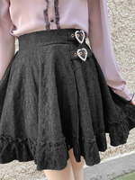 Gonna Lolita gotica Gonne Lolita con occhielli neri e volant