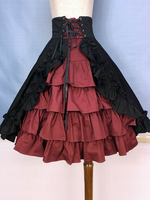 Gonna Lolita gotica Gonne Lolita con volant bordeaux
