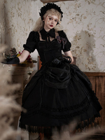 Gonna Lolita gotica Gonne Lolita con volant con fiocchi neri