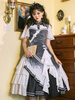 Gonna Lolita in poliestere con volant grigio chiaro in stile cinese Lolita SK