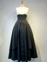Gonna Lolita nera in lycra con gonna arricciata e laccata plissettata in cotone