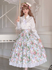 Gonna Lolita stile pastorale Gonne Lolita con stampa floreale e volant bianchi