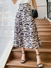 Gonna nera bianca con stampa leopardata in poliestere a metà polpaccio con vita rialzata Pantaloni da donna estivi
