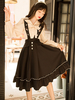 Gonna nera Lolita Outfits Bow Bows Ruffles maniche lunghe camicetta