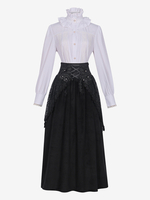 Gonna nera retrò da donna con volant in pizzo e camicia costume vintage