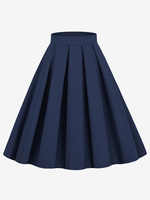 Gonna per donna Pantaloni da donna a strati in vita rialzata a pieghe blu scuro