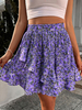 Gonna per donna Pantaloni da donna estivi asimmetrici a vita naturale in chiffon con stampa floreale a pieghe viola