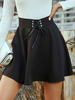 Gonna per donna Pantaloni neri a vita alta in poliestere con motivo scozzese nero