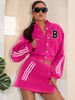 Gonna Set Rose Letters Stampa Street Wear Bottoni in poliestere Casual Set di due pezzi