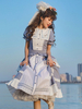 Gonna superiore a maniche corte con applique in pizzo blu cielo Lolita Outfits