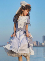 Gonna superiore a maniche corte con applique in pizzo blu cielo Lolita Outfits