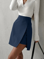 Gonne casual estive a strati divisi a vita alta con gonna blu scuro scuro