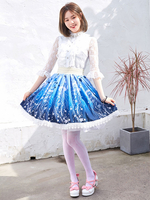 Gonne Lolita con stampa di stelle blu e pizzo Lolita SK