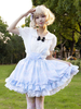 Gonne Lolita con stampa floreale azzurro cielo con volant in stile pastorale Lolita SK