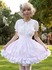 Gonne Lolita con stampa floreale rosa con volant e volant SK Angel Beats Harajuku Fashion Lolita