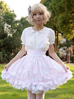 Gonne Lolita con stampa floreale rosa con volant e volant SK Angel Beats Harajuku Fashion Lolita