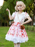 Gonne Lolita con stampa floreale rossa con volant Harajuku Fashion Lolita SK