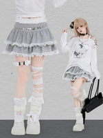 Gonne Lolita grigio chiaro con volant a strati Sweet Lolita SK