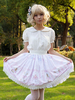 Gonne Lolita Harajuku Fashion Lolita SK con stampa floreale rosa chiaro con volant