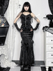 Gonne Lolita in jacquard nero con lacci in stile Gothic Lolita SK