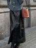 Gonne nere in pelle PU con vita rialzata eleganti lunghe primaverili pantaloni da donna