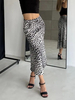 Gonne Tessuto di raso marrone caffè Vita naturale Chic Stampa leopardata Autunno Pantaloni lunghi da donna