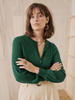 Maglia Pullover Donna Bottoni Verde Scuro Collo Gioiello Maniche Lunghe Maglioni In Lana