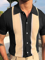 Maglietta da uomo con risvolto polo monopetto a maniche corte in maglia