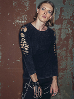 Maglietta da uomo in stile punk rock britannico da strada con stampa cava