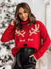 Maglione a collo alto a maniche lunghe con motivo natalizio Pullover da donna
