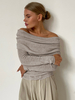 Maglione autunno inverno a maniche lunghe con spalle scoperte per donna