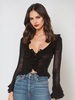 Maglione chic con volant e bottoni sul bordo elegante top da donna chic