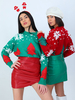 Maglione da donna a maniche lunghe con girocollo a coste con motivo natalizio