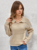 Maglione da donna con collo a punta maniche lunghe in acrilico con taglio champagne
