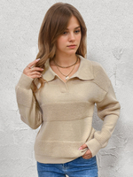 Maglione da donna con collo a punta maniche lunghe in acrilico con taglio champagne
