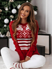 Maglione da donna girocollo a maniche lunghe con motivo natalizio in rosso