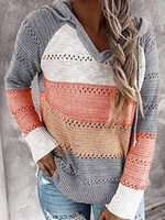 Maglione da donna Pullover Maglioni con coulisse a maniche lunghe con cappuccio grigi