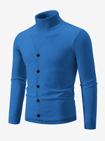 Maglione da uomo lavorato a maglia con collo alto e bottoni taglia comoda