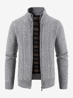 Maglione lavorato a maglia da uomo collo alto manica lunga cardigan cappotto