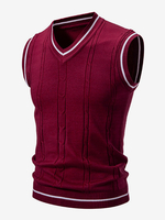 Maglione lavorato a maglia da uomo con scollo a V e senza maniche