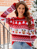 Maglione natalizio a coste girocollo a maniche lunghe per donna
