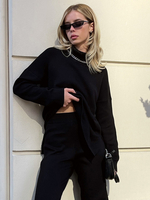 Maglione oversize a collo alto con spacchi laterali per donna 2025