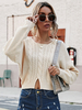 Maglione pullover da donna albicocca alluncinetto collo gioiello maniche lunghe maglioni in acrilico