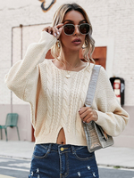 Maglione pullover da donna albicocca alluncinetto collo gioiello maniche lunghe maglioni in acrilico