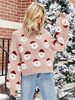 Maglione pullover da donna con motivo natalizio rosa; collo gioiello; maniche lunghe; maglioni in acrilico